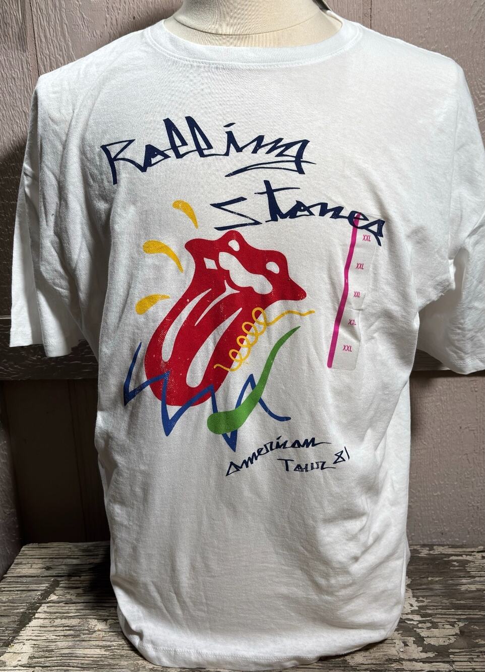 Rolling Stones White T Shirt Size XXL rock concert 81 band tour shirt Brand New